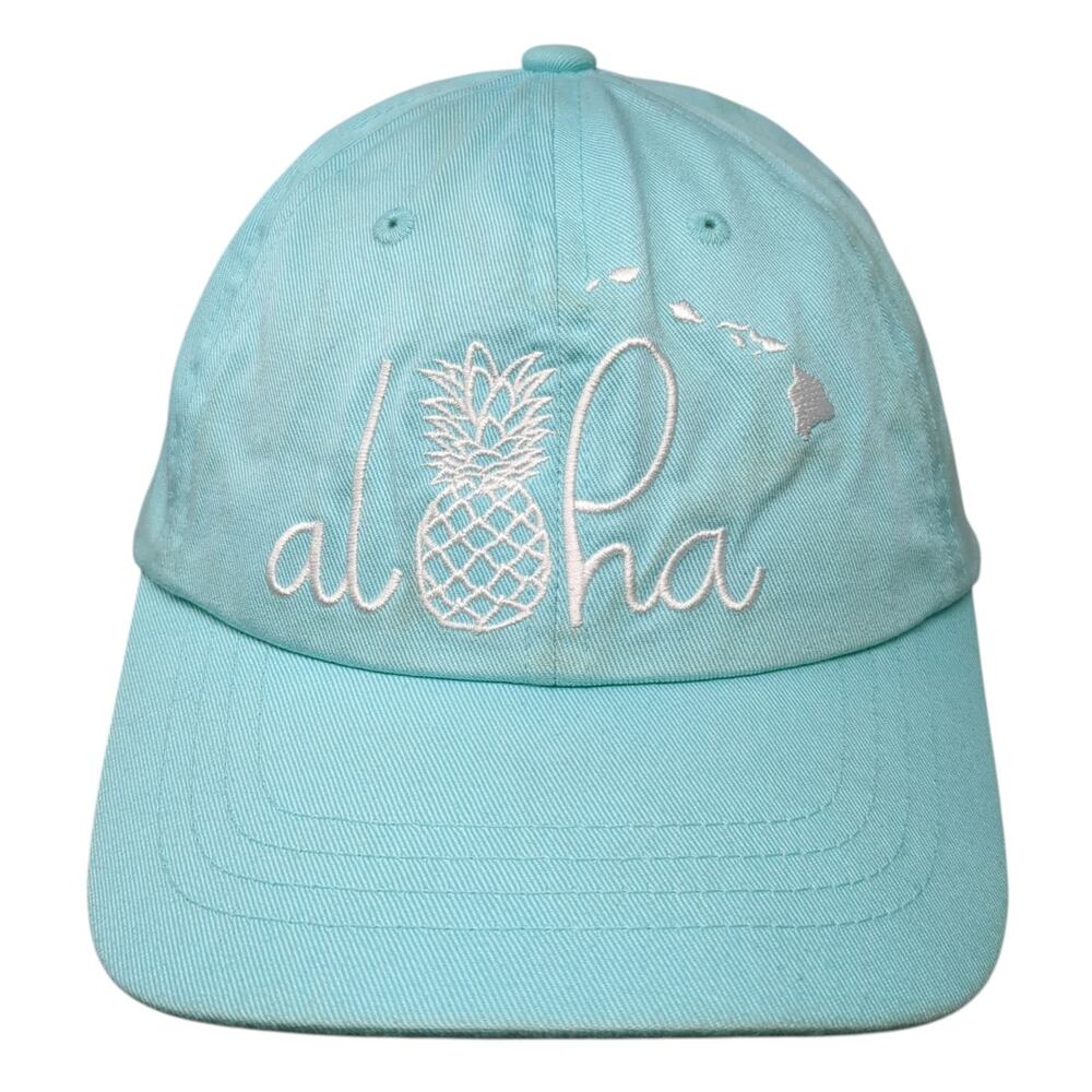 Aloha Pineapple Slideback Hat Blue One Size Adjustable Embroidered